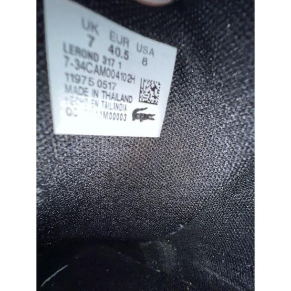 Lacoste Black Lerond  Men's Leather Sneaker Size 8 - Picture 5 of 6